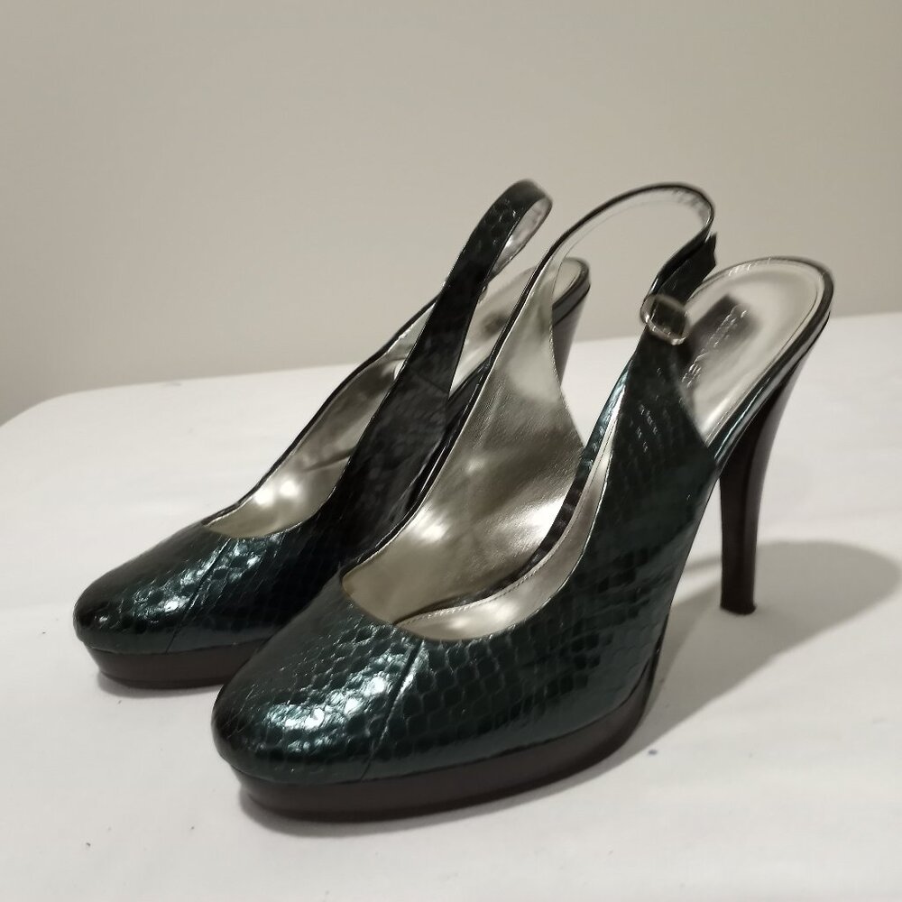 CALVIN KLEIN GREEN PLATFORM SLING BACK HIGH HEELS WOMEN SIZE 10